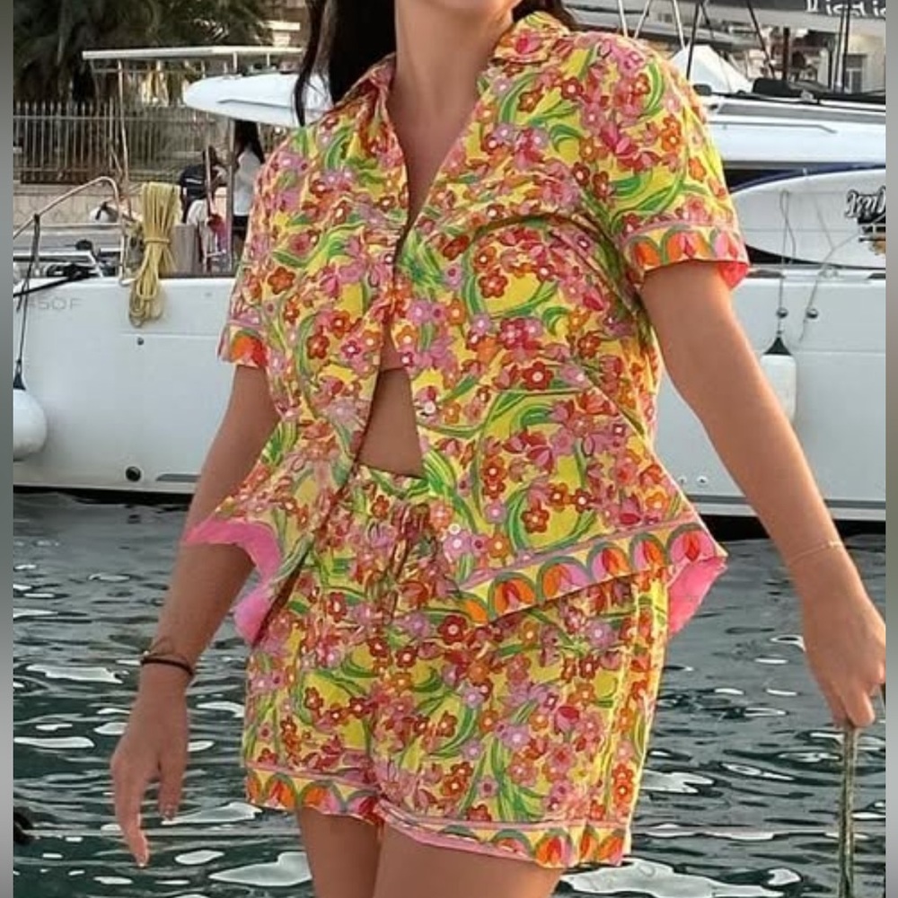 SOLID & STRIPED The Cabana Top Floral Multicolor matching set